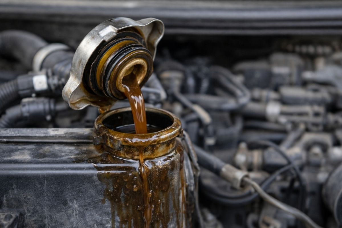 liquide de refroidissement marron