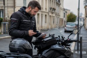 motard devant sa moto